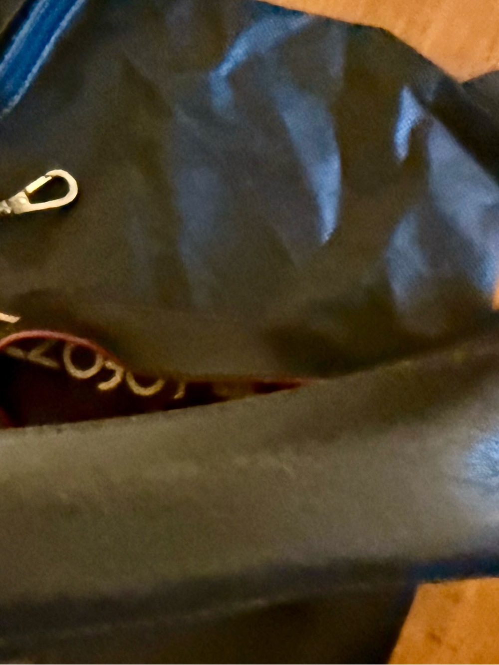 Black Leather Crossbody Bag with Red Trim - Picture 5 of 5